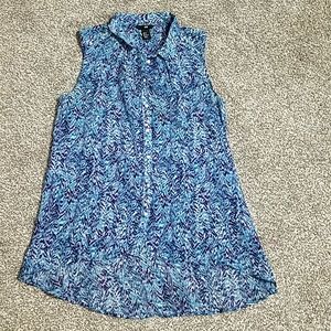 Sleeveless High-Low Button Down